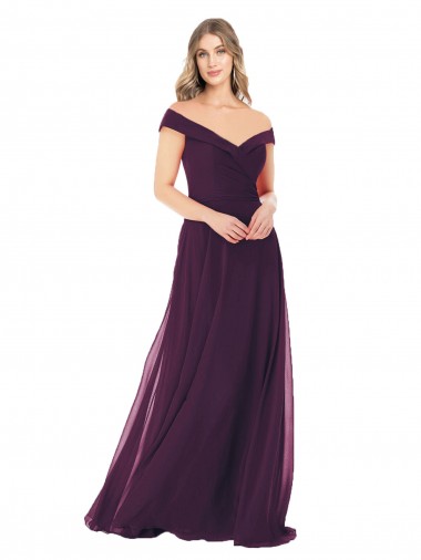 Best Classic Off the Shoulder Draped Chiffon Bridesmaid Dress