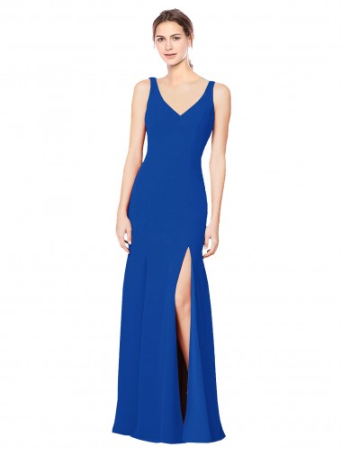 Best Low Back Sleeveless Chiffon Bridesmaid Dress with Side Slit