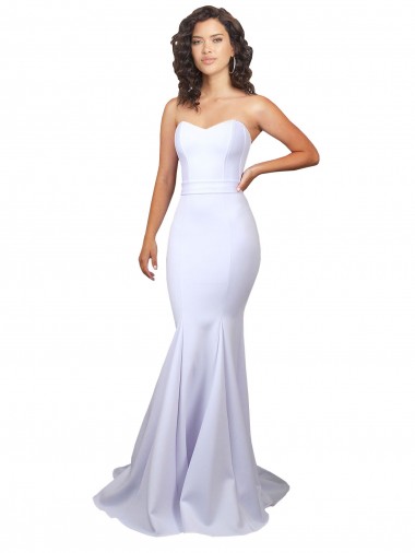Best Simple Long Strapless Sweetheart Mermaid Crepe Beach Wedding Dress